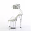 Pleaser - FLAMINGO824RS02 Sandale à bride à la cheville, Pole dance chaussures - Transparent/Couleur argent Product image